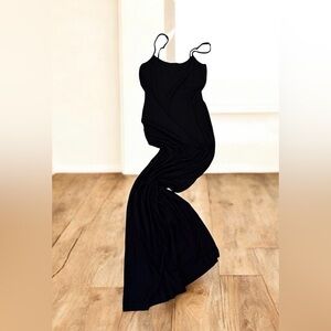 Skims Soft Lounge Ribbed Sleeveless Long Slip Dress Medium Onyx Black Sz M NWT